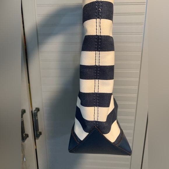 MICHAEL KORS NWT FULTON CANVAS STRIPED MED TOTE SHOULDER BAG NAVY AUTHENTIC - Picture 11 of 13